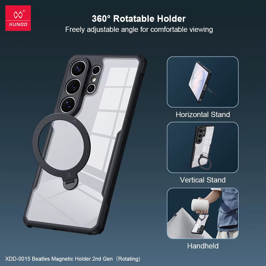 XUNDD Magnetische Hülle für Samsung Galaxy S24, S25 Ultra, S26 Ultra und S26 Plus, Transparent mit 360 Grad drehbarem Ständer und Airbag Anti-Sturz Schutz - Bild 5