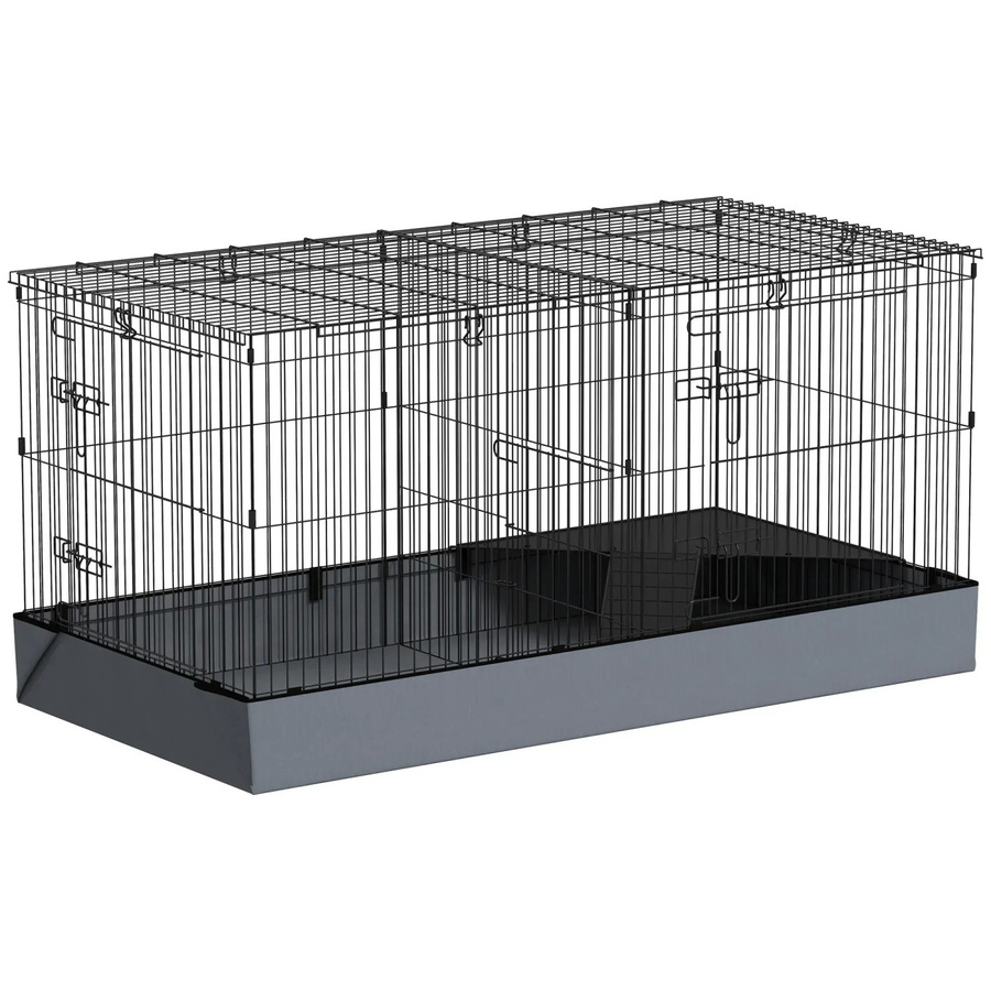 PawHut Kleintierkäfig aus Stahl und Oxfordstoff in Schwarz, B: 61 cm, H: 61 cm, T: 61 cm - Bild 2