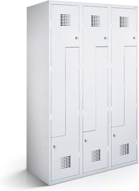 rotstahl Z-Spind mit 6 Türen in Hellgrau, B/T/H: 120 x 50 x 180 cm - Bild 1
