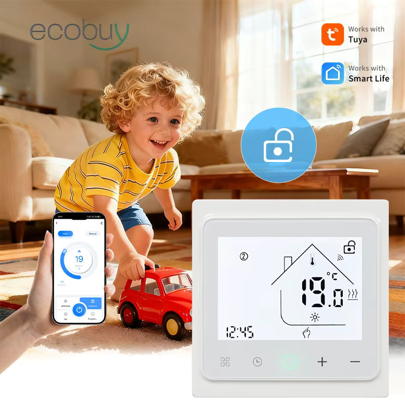 Tuya Smart Wifi Thermostat für Fußbodenheizung, Temperaturregler mit App- und Sprachsteuerung via Alexa, Weiß - Bild 4