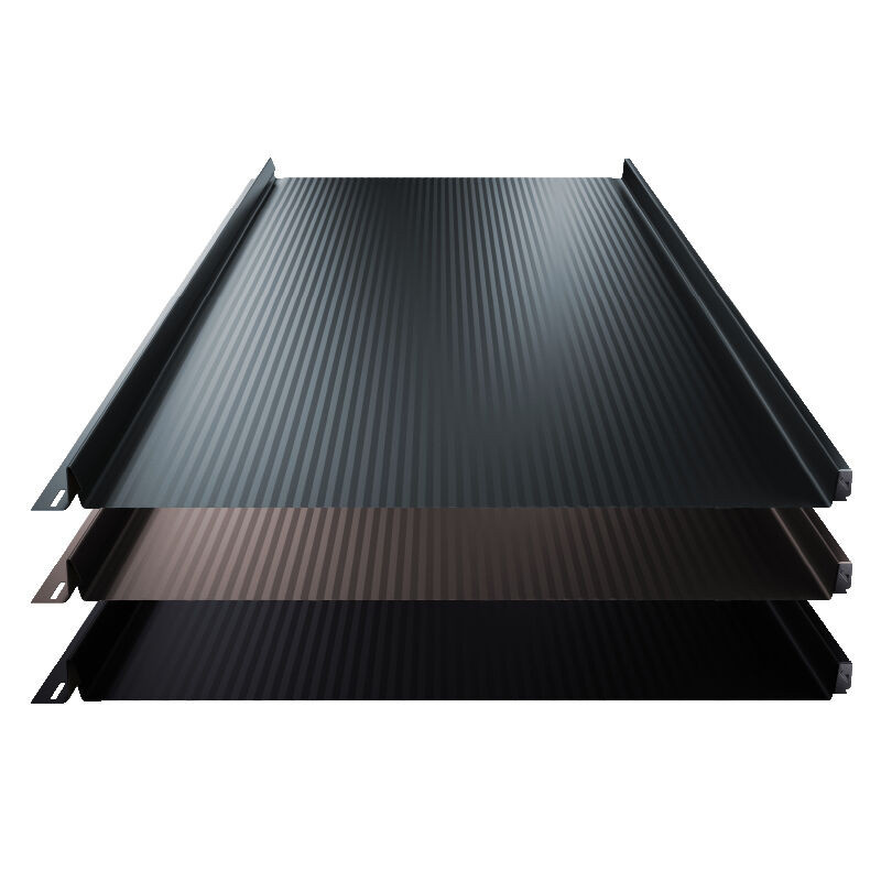 Stehfalz Terrano Dach und Wand aus Stahl von Blachotrapez GmbH in Schwarz mit Nanowelle und 50 µm ThyssenKrupp Matt Premium Beschichtung, Breite: 52,5 cm - Bild 1