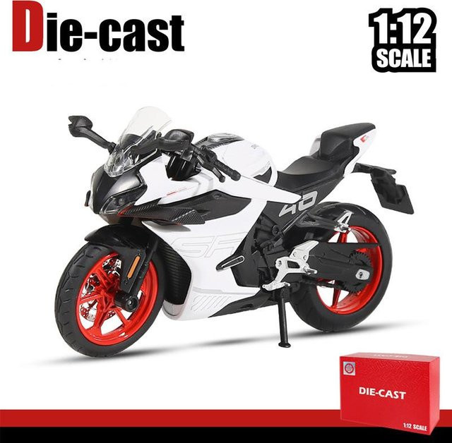 Cfmoto 450Sr Rennmotorrad Modell, 1:12, Metall, Weiß - Bild 1