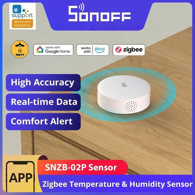 SONOFF SNZB-02P Zigbee Temperatur- und Feuchtigkeitssensor in Weiß, Smart Home Thermometer kompatibel mit Alexa und Google Home - Bild 1