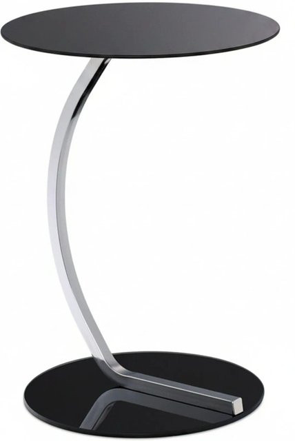 Relaxdays Beistelltisch mit runder Glasplatte und verchromtem Stahl in Schwarz und Silber, B/T/H: 40 x 40 x 55 cm - Bild 1