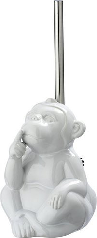 Wenko WC-Bürstengarnitur Monkey Quiet aus Keramik in Weiß - Bild 1