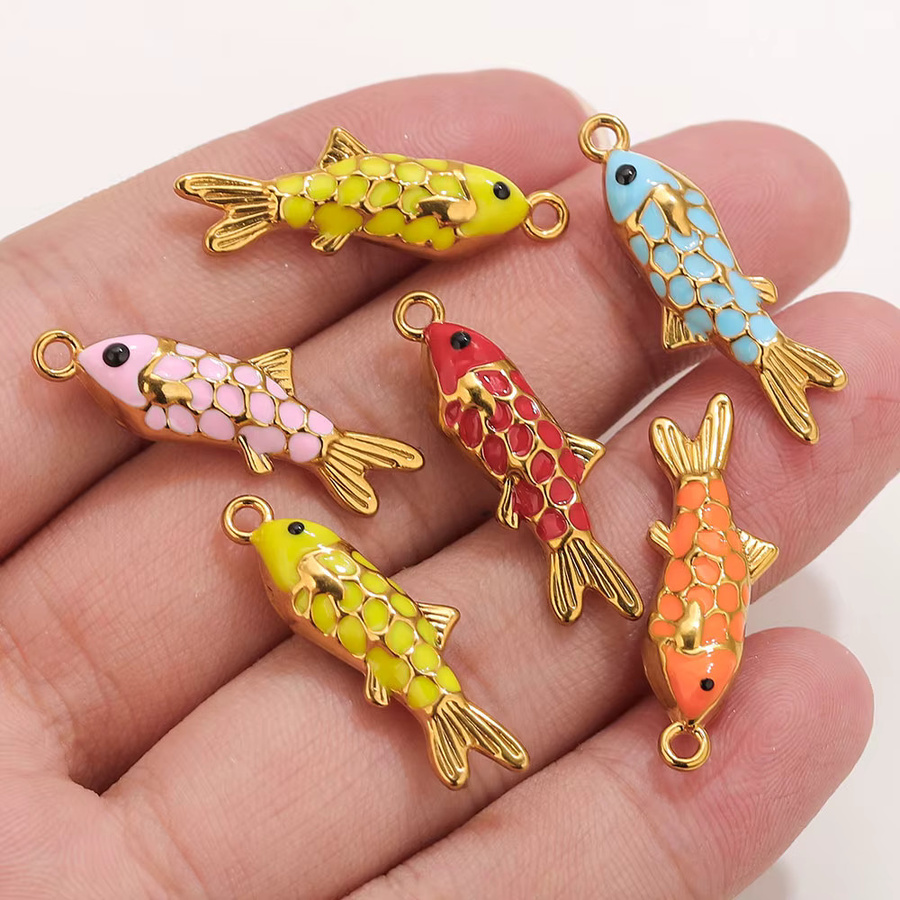 Elomia Charms Fisch, Edelstahl, Gold, Emaille, Damen - Bild 2