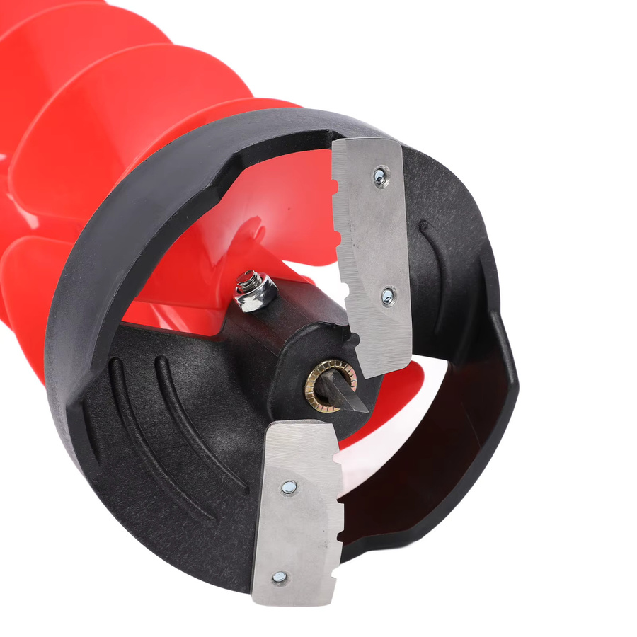 Eisbohrer-Schnecke Set mit Positionierer in Rot, 71 cm Länge, 15 cm Schnittdurchmesser aus Stahl und Nylon - Bild 3