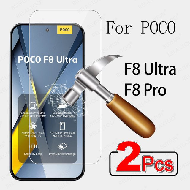 2er-Pack gehärtetes Glas Schutzfolie für Xiaomi POCO F6 Pro 5G, transparent und hüllenfreundlich - Bild 1
