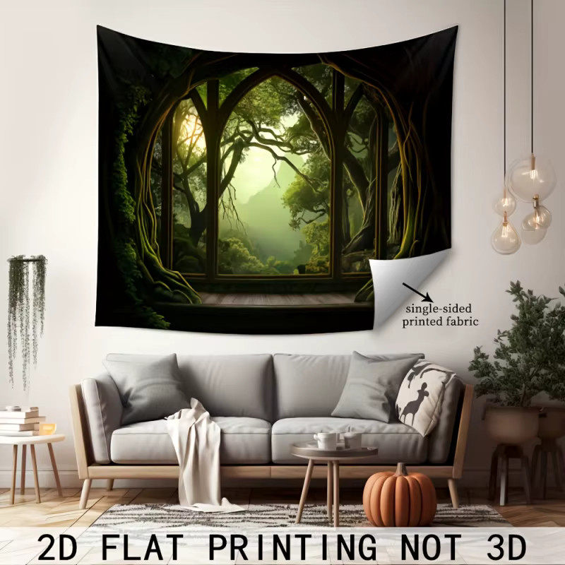 VIKAMA Wandteppich Der Zauberer von Oz mit heiligem Licht und gewölbtem Fenster, abstrakter Textil-Wandteppich in Mehrfarbig für Schlafzimmer, Büro und Wohnzimmer - Bild 3