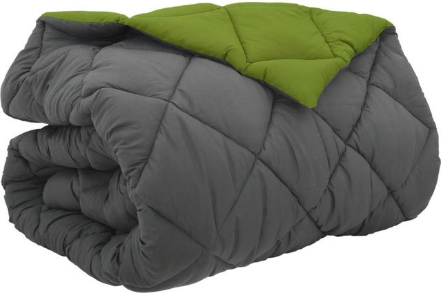 vidaXL Winterbettdecke aus Mikrofaser in Grün und Anthrazit, B/H: 220 x 260 cm - Bild 1