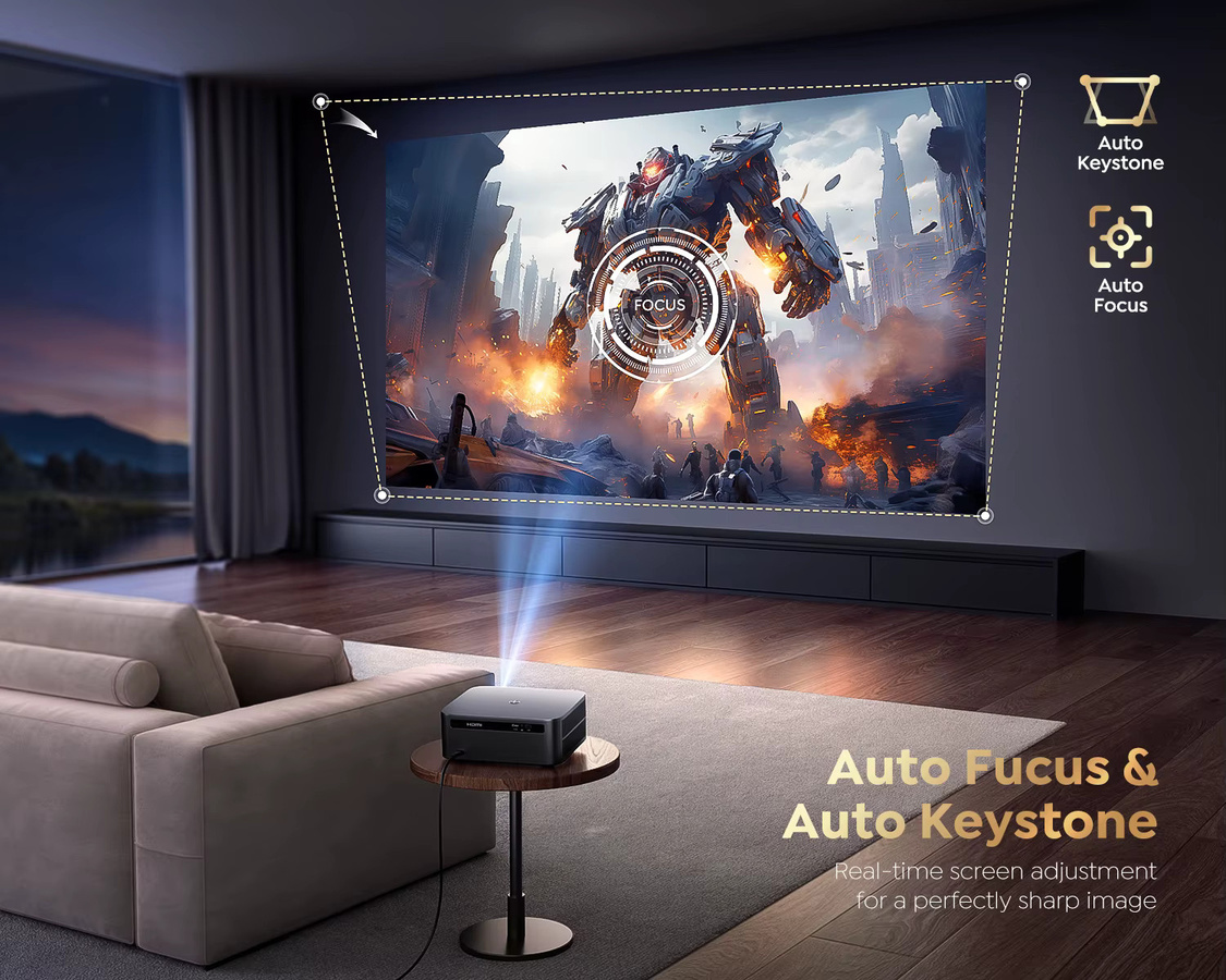 WIMIUS Smart 4K UHD Android Projektor mit Autofokus, WLAN und Bluetooth 5.2, Dolby Heimkino Google TV, Schwarz - Bild 3