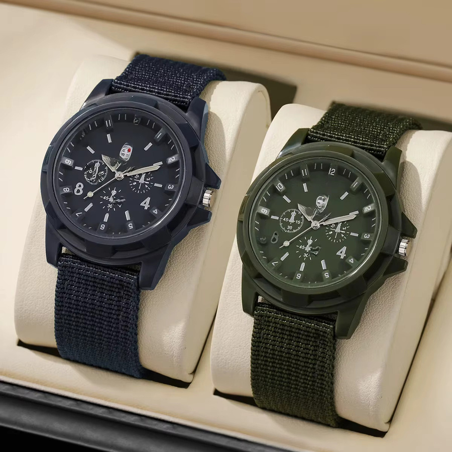 yolako Armbanduhr, Quarz, Textil/NATO, Schwarz, Herren - Bild 3