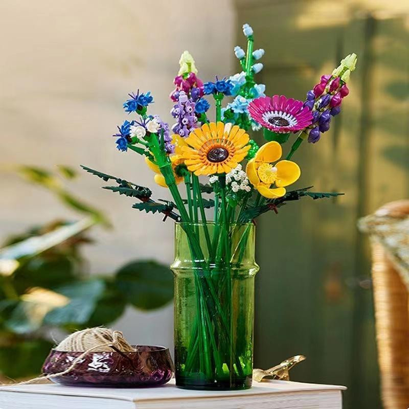 Künstliche Rosen und Chrysanthemen als dekoratives Blumenbouquet in Multicolour für deine Tischdekoration - Bild 3