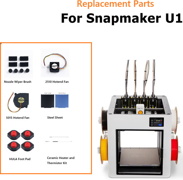Snapmaker U1 3D-Drucker Zubehör Set mit Lüfterfußpolster, oberer Abdeckung aus Stahlblech, Keramikheizung und Thermistor-Kit für FDM-Druck - Bild 1