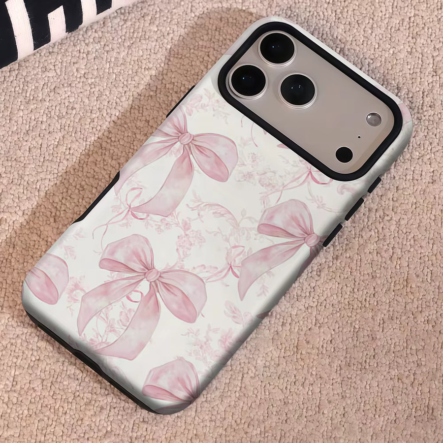 Potdemiel Handyhülle mit rosa Schleife für iPhone 17 16 15 14 13 Pro Max Plus, magnetische Double-Layer Tough Case - Bild 4