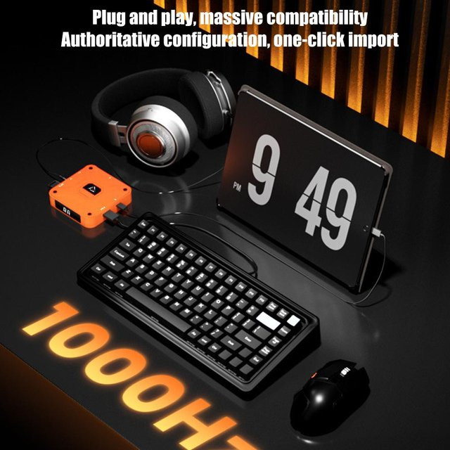 QiBing Ax360m Gaming Tastatur- und Mauskonverter für iOS in Orange mit 2000Hz Mauspaket für Mobile Shooter wie PUBG - Bild 1