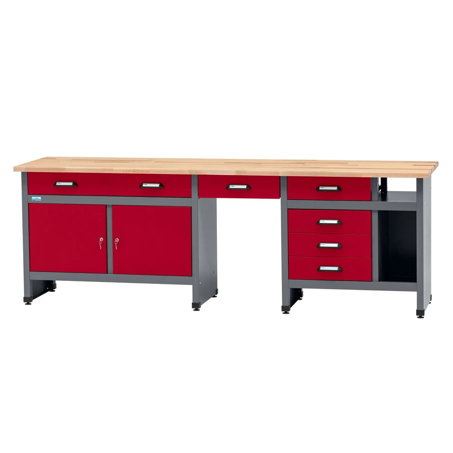 Küpper Werkbank-Set mit 6 Türen, 6 Schubladen und Pegboard in Dunkelrot, B/H/T: 204 x 240 x 60 cm - Bild 2