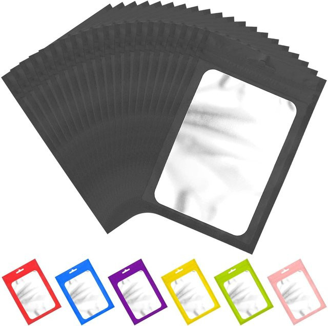 100 Stück geruchsdichte Mylar-Beutel in Schwarz mit Reißverschluss zur Lebensmittelaufbewahrung - Bild 1