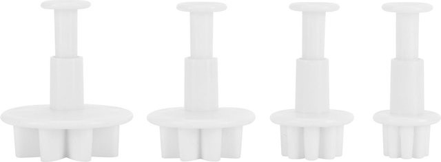 TOMTOP JMS 4er Set Kuchendekorationsformen mit Blumenmuster als Ausstechform für Fondant und Backutensilien in Weiß - Bild 1