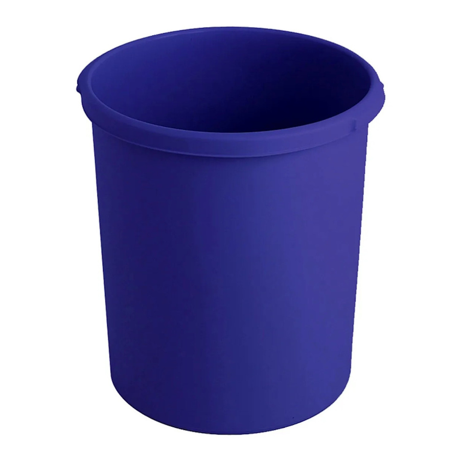 PROREGAL Klassischer Runder Papierkorb aus Kunststoff, Blau, Höhe: 41 cm, Durchmesser: 37,5 cm - Bild 2