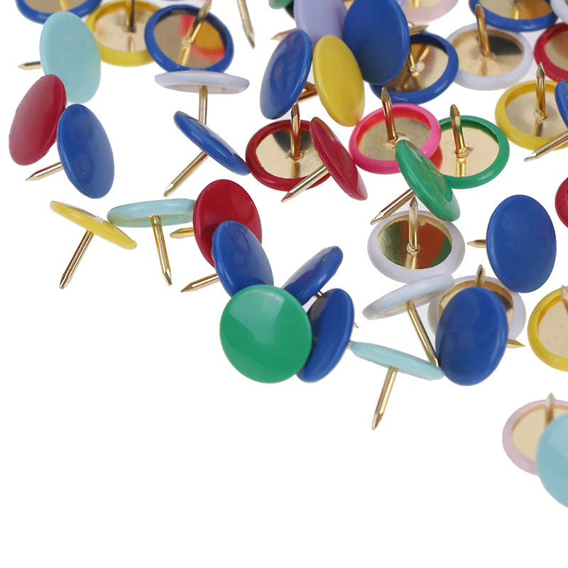 100 Stück bunte Metall Push Pins mit Kappenkopf für Korkboards und Papier zur Befestigung - Bild 2