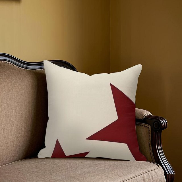 Potdemiel Jacquard Kissenbezug mit Sternmuster in Bordeauxrot und Weiß, quadratisch, B/T/H: 45 x 45 x 45 cm - Bild 1