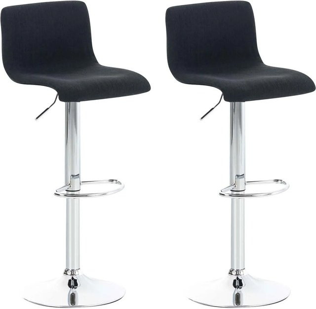 DELUKE Barhocker BERLIN 2er Set Schwarz Stoff mit Lehne und 360 Grad Drehsitz - Bild 1