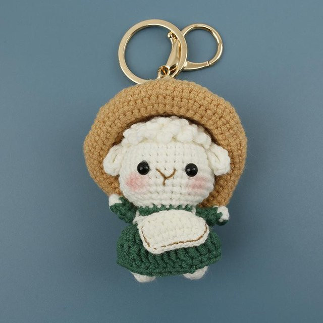 Schlüsselanhänger Schaf-Puppe, Häkel-Hundewelpen, brown, Unisex - Bild 1