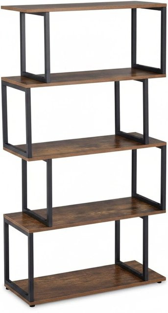Relaxdays Bücherregal im Industrial Design aus MDF und Stahl in Braun und Schwarz, B: 136 cm, H: 73 cm, T: 30 cm - Bild 1
