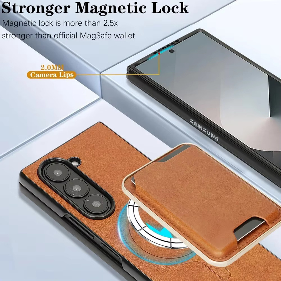 2-in-1 Ultradünne Hülle mit Wireless Charger und Wallet für Samsung Galaxy Z Fold 7 6 5 4 3 in Blau - Bild 2