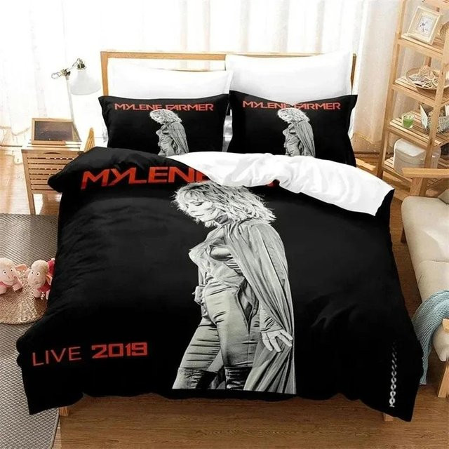 Mylene Farmer Bettwäsche-Set aus Mikrofaser mit Bettbezug und Kissenbezügen, Schwarz, B/H: 200 x 230 cm - Bild 1