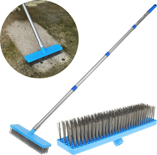 Willstar Boden-Scheuerbürste mit langem Griff und Edelstahl-Draht in Blau für Fliesen, Betonböden und Lückenreinigung - Bild 1