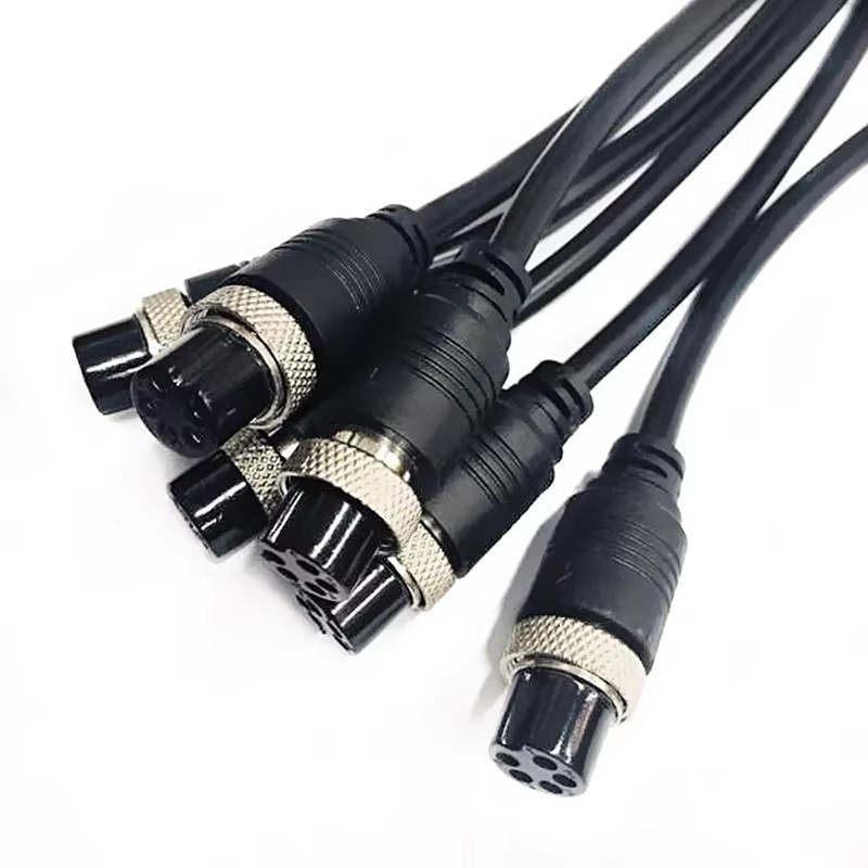 GX16 Luftfahrtstecker mit Kabel als Stecker auf Buchse, Schwarz - Bild 3