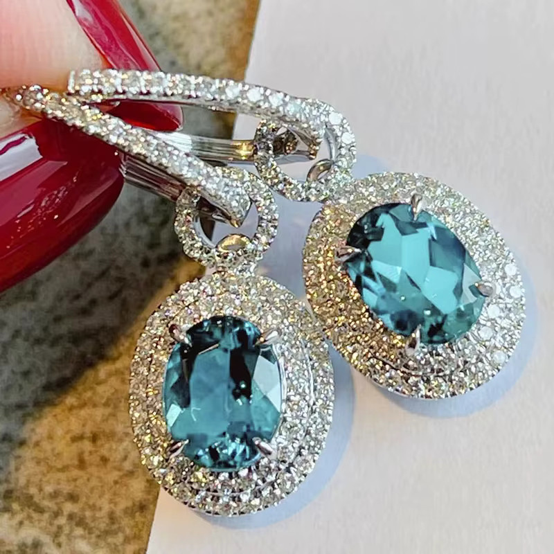 Huitan Ohrringe, Silber, blauer Zirkonia, Damen - Bild 2