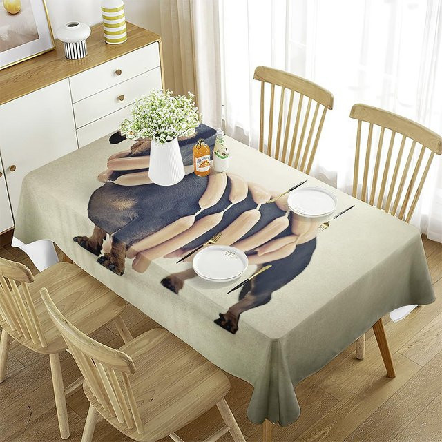 Fancy Style Studio Dackel Tischdecke mit Cartoon-Hund Motiv, rechteckig, Mehrfarbig, B/T: 70 x 70 cm - Bild 1