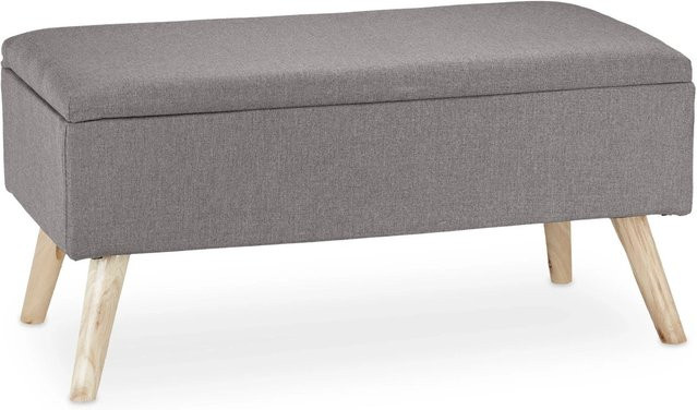 Relaxdays Sitzbank aus Stoff in Grau mit Stauraum, B/T/H: 79,5 x 39,5 x 39,5 cm - Bild 1