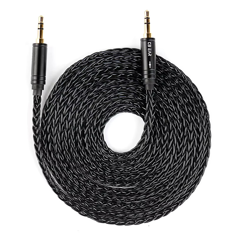 KBEAR AUX08 Plus 8-Kern OFC versilbertes Hi-Fi AUX-Kabel mit 3,5 mm Jack, Schwarz/Silber, Länge: 1,4 m - Bild 4