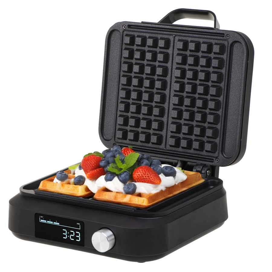 Waffelmaschine für belgische Waffeln mit 2200 W Leistung, LED-Anzeige, Box-Sensor und Antihaftbeschichtung, Schwarz - Bild 8