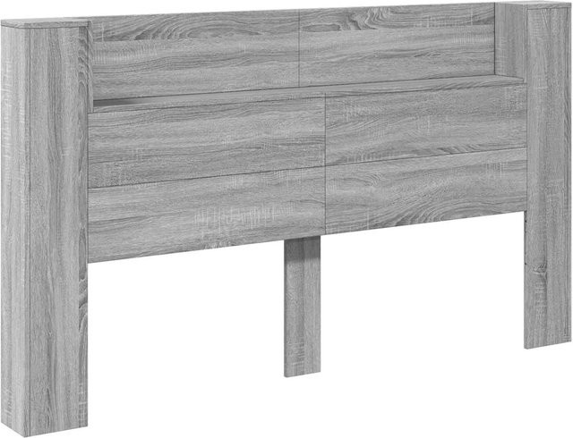 vidaXL Kopfteil-Schrank mit LED und integriertem Regal in Grau Sonoma, B/H/T: 180 x 103,5 x 16,5 cm - Bild 1