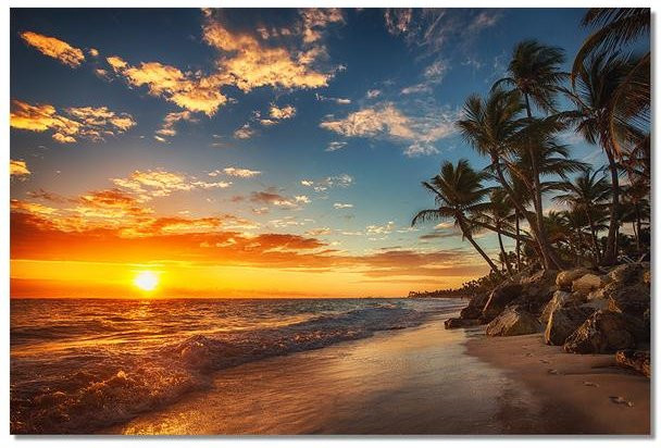 iaidegou-10 Landschaft Poster Strand und Sonnenaufgang als Leinwanddruck für dein Zuhause, B x H: 50 x 80 cm, Multicolor - Bild 1