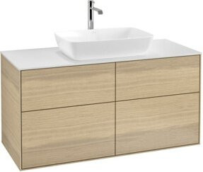 V&B Waschtischunterschrank Finion mit Wandbeleuchtung in Oak Veneer, Breite: 120 cm, Tiefe: 50,1 cm - Bild 1