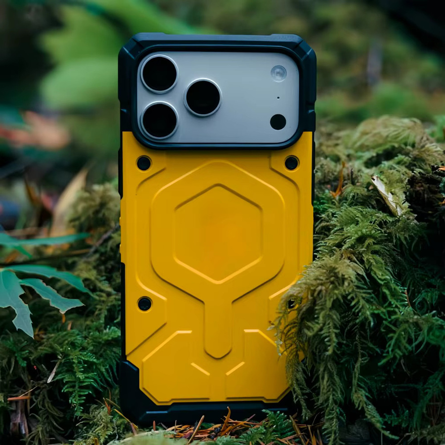 Robuste und stoßfeste MagSafe Handyhülle für iPhone 17 Air 16 15 Plus 14 13 12 Pro Max mit magnetischer Panzerung und Schutzabdeckung in Schwarz und Gelb - Bild 5