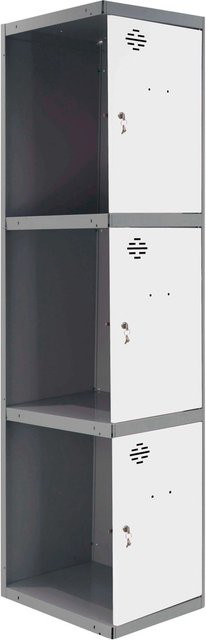 PROREGAL Spind AMEGO Anbaumodul mit 3 Abteilen, Schließfach Garderobe aus Metall, Anthrazit-Weiß, H x B x T: 180 x 40 x 50 cm - Bild 1
