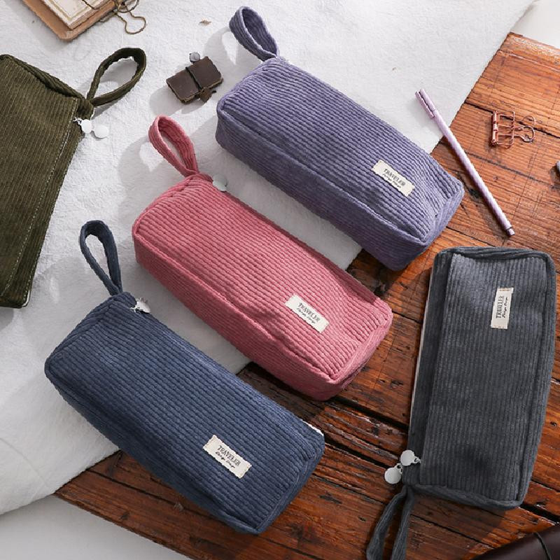 Koreanische Cord Kosmetik Tasche als tragbarer Make-Up Organizer und Kulturbeutel für Damen in Rot - Bild 3