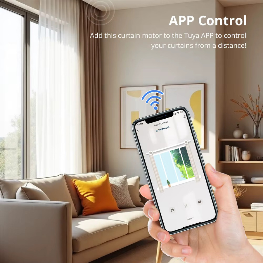 Zemismart Elektrischer Vorhangmotor WiFi mit benutzerdefinierten Schienen in Weiß, kompatibel mit Smart Life App, Alexa, Google Home und Siri zur Sprachsteuerung - Bild 3