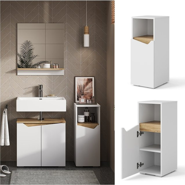 Vicco Midischrank Marelle Badschrank Weiß mit Tür und offenem Fach B: 30 cm, H: 74 cm - Bild 1