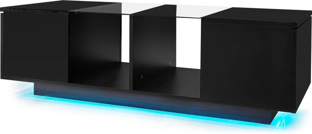okwish Couchtisch mit LED-Beleuchtung und hochglänzender Glasplatte in Schwarz, B/T/H: 120 x 50 x 38,5 cm - Bild 1
