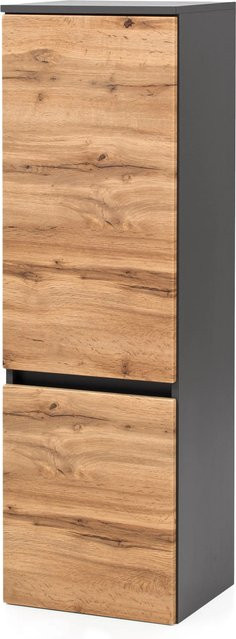 Held Möbel Midischrank Salerno in Wotaneiche und Graphitgrau, Breite: 40 cm, Höhe: 130 cm, Tiefe: 35 cm - Bild 1