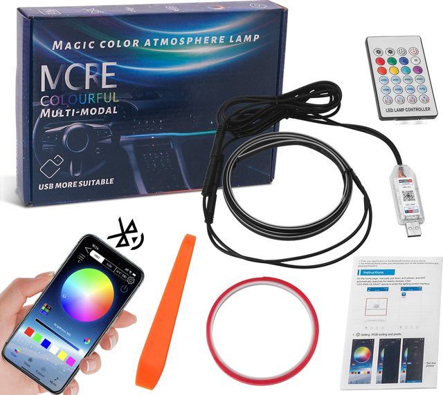 RGB LED Auto Ambientebeleuchtung Set mit USB-Anschluss für Dashboard und Mittelkonsole in Multicolour - Bild 1