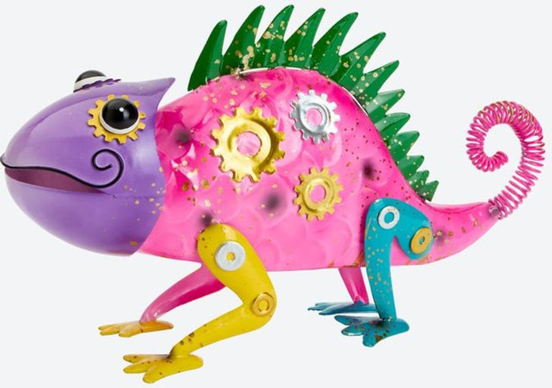 NKD Deko-Tierfigur aus Metall in Rosa und Mehrfarbig mit Punktemuster - Bild 1